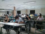 Primeira aula de desenho técnico para os novos alunos de Edificações